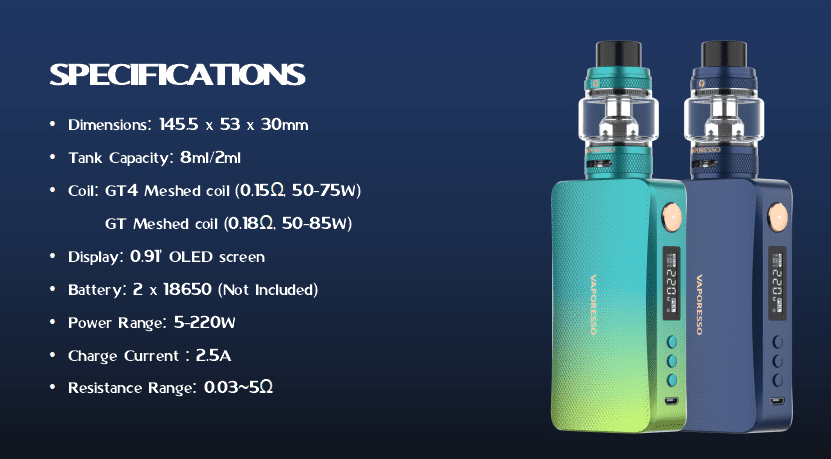 GEN S 220W STARTER KIT w/ NRG-S TANK by Vaporesso - EJUICEOVERSTOCK.COM